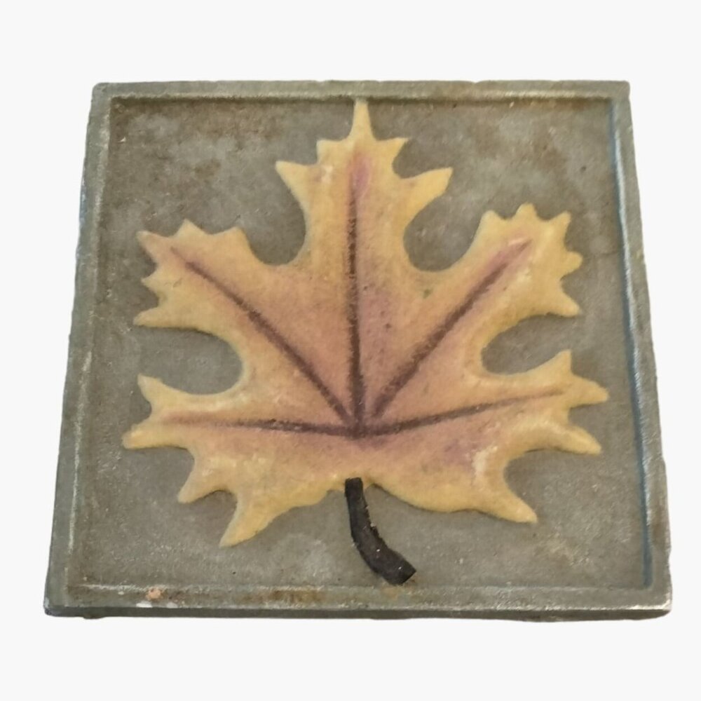 Maple Leaf Coaster Trivet Autumn Fall Yellow 4x4 inch